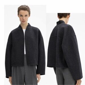 NEW House of Dagmar Short Double Jacket | 100% Wool Graphite Grey Size 38 (M-L)